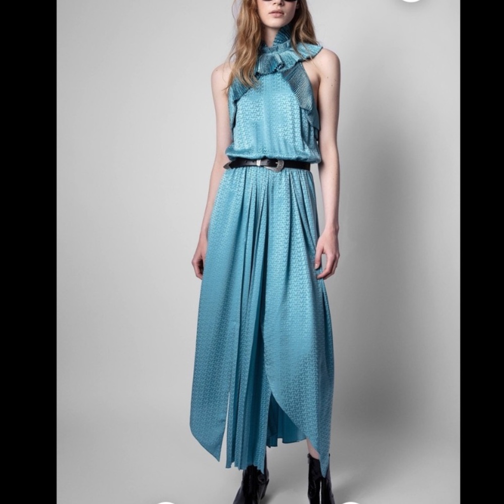 Zadig & Voltaire Rimba Dress - blue silk jacquard